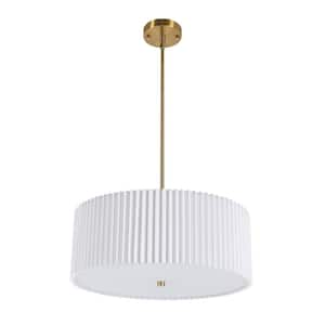 17.7 in. 4-Light Gold Modern Pendant Light with White PVC Shade and Adjustable Hanging Height, No Bulbs Included