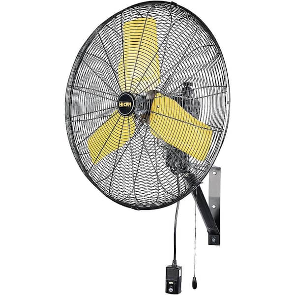 HICFM 24 in. Yellow 8900 CFM Oscillating Wall Mounted Fan, 3-Speed Heavy Duty for Garage, Warehouse, Workshop, Factory