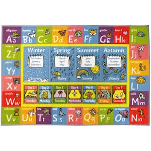 Multi-Color Kids Children Bedroom ABC Alphabet Seasons Months Educational Learning 8 ft. x 10 ft. Area Rug
