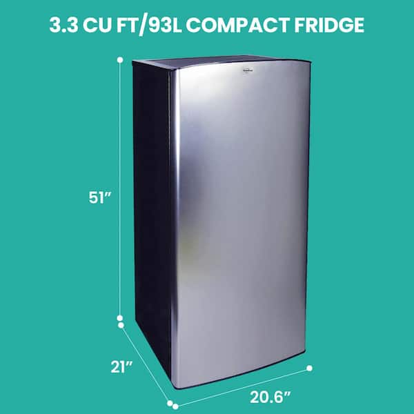 Koolatron Stainless Steel Compact Fridge with Freezer, 6.2 Cu ft (176l)