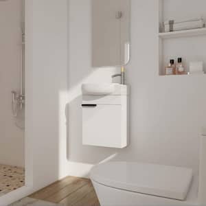 17 in. W x 12 in. D x 21 in.H Single Sink Wall Mounted Bath Vanity in White with Gloss White Ceramic Top