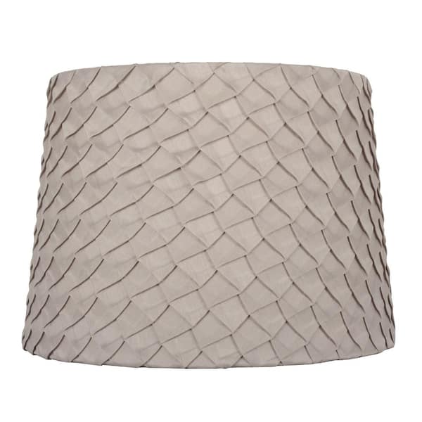 Hampton Bay Mix and Match 14 in. Dia x 10 in. H Taupe Fabric Scale Pleat Round Table Lamp Shade with Uno Fitter