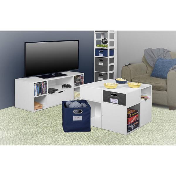 Niche Mod 48 in. White Wood Grain TV Stand with 1 Drawer Fits TVs Up to 48 in. with Built-In Storage