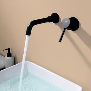 Waterfall Single Handle Wall Mounted Faucet with Solid Brass Valve Included and 360° Rotating Spout in Matte Black