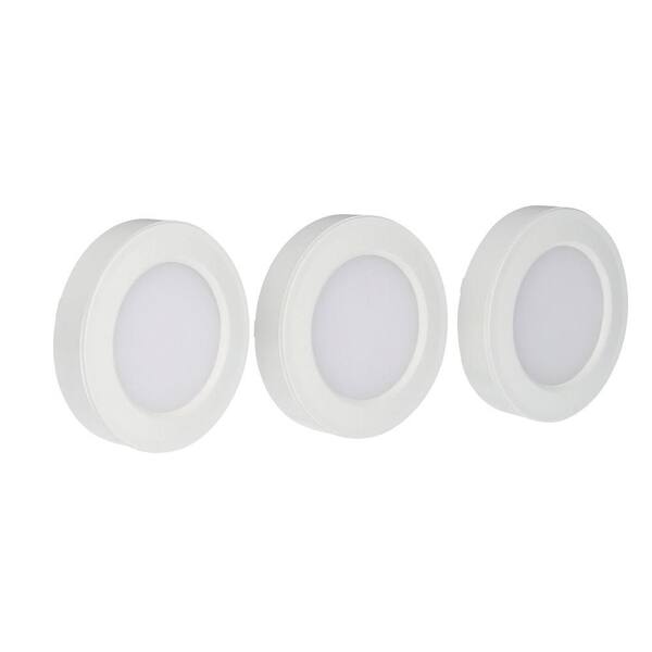 Commercial Electric 3-Light LED White Puck Light 21353NKIT-WH