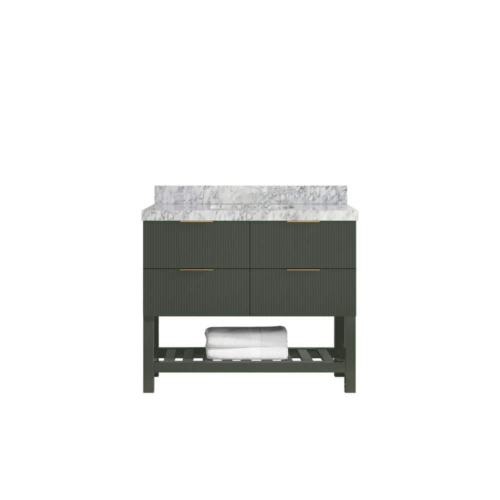 Catalina 42 in. Single Sink Freestanding Pewter Green Bath Vanity with Carrara Marble Top price history on PriceWatchPro