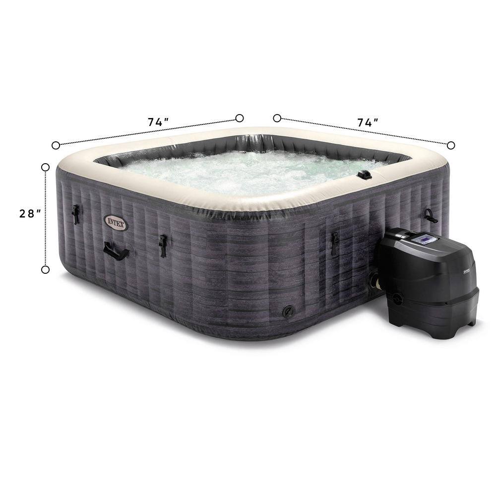 Intex PureSpa Plus 6-Person Gray Vinyl Inflatable Hot Tub with Headrest Pillows