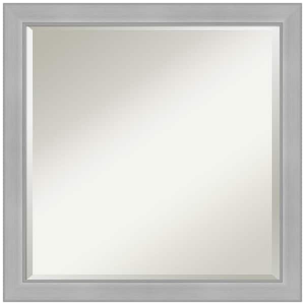 Amanti Art Vista Brushed Nickel Narrow 22.5 in. H x 22.5 in. W Framed Wall Mirror