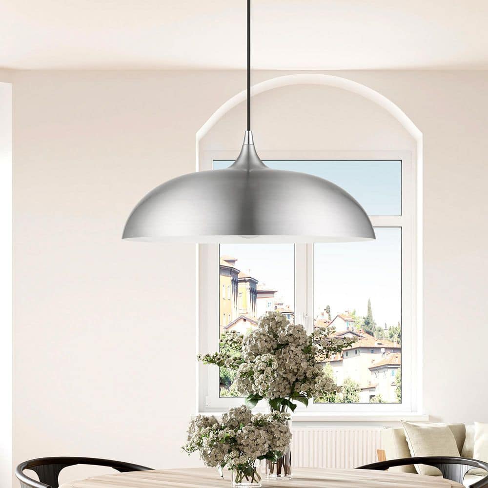 Amador Brushed Aluminum & Polished Chrome 18" Indoor/Outdoor Pendant Light