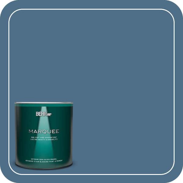 BEHR MARQUEE 1 qt. #570D-6 Neptune Blue Semi-Gloss Enamel Interior Paint & Primer