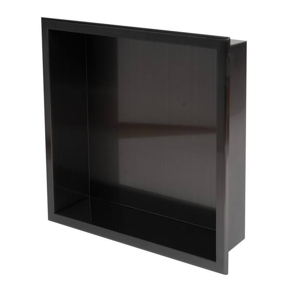 Alfi Brand ABNC1616-BLA 16 x 16 Black Matte Stainless Steel Square Single Shelf Bath Shower NICHE