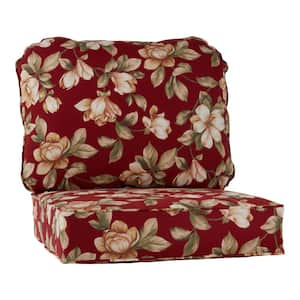 24 in. x 24 in. 2-Piece Outdoor Deep Seat Lounge Chair Lounge Chair Cushion in Roma Floral