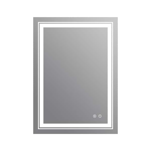 EPOWP 20 in. W x 28 in. H Rectangular Frameless Anti-Fog LED Wall Bathroom Vanity Mirror in Silver