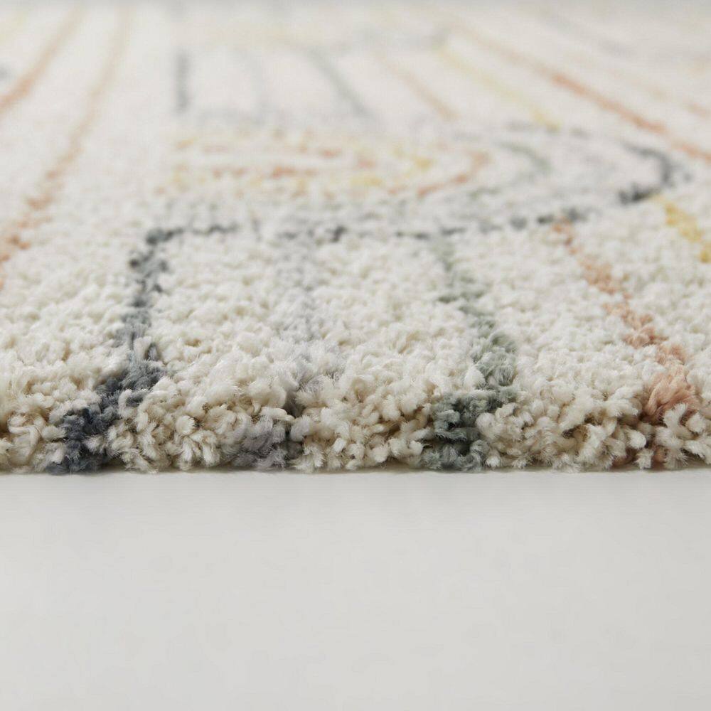 Cream Rectangular Non-slip Synthetic Kids' Rug 5' x 7'