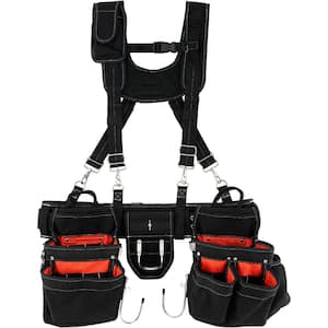 Tool Belt with Suspenders 34-Pockets 1250D Nylon Heavy-Duty Carpenter Tool Pouch with 29-54 in. Adjustable Waist Size