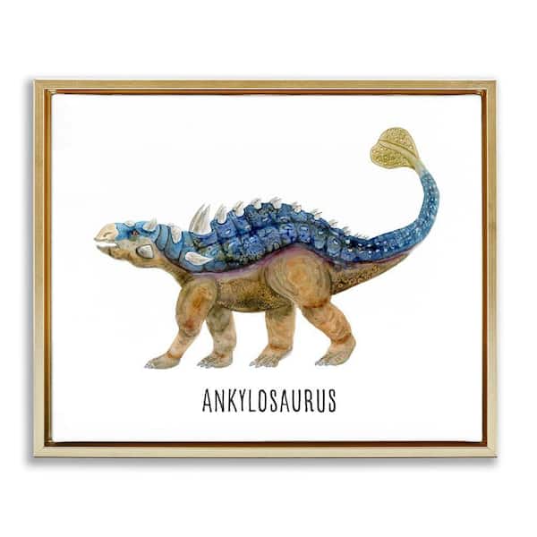 Stupell Industries Ankylosaurus Dinosaur Learning by Brett Blumenthal Gold Floater Frame Animal Graphic Art Print 17 in. x 21 in.