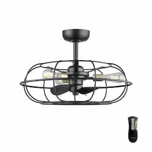 Farmdale 24 in. Indoor/Outdoor Matte Black Ceiling Fan with Light Kit and Remote Control