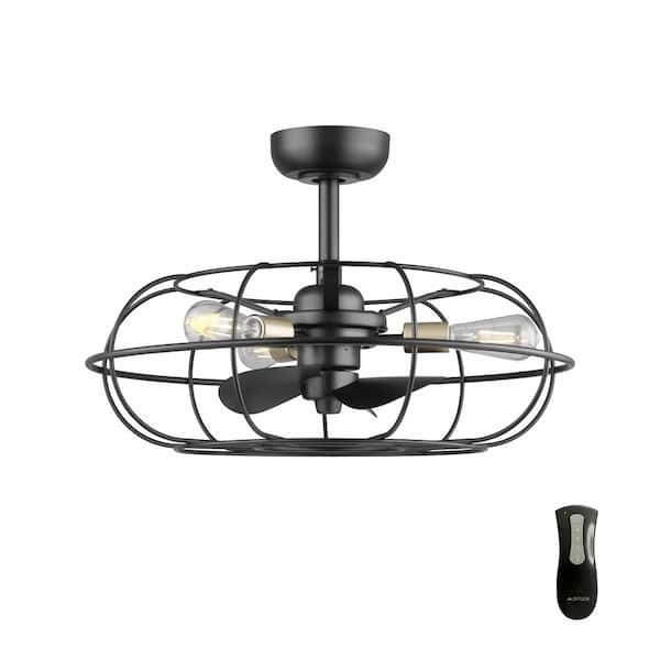Altitude Farmdale 24 in. Indoor/Outdoor Matte Black Ceiling Fan with Light Kit and Remote Control