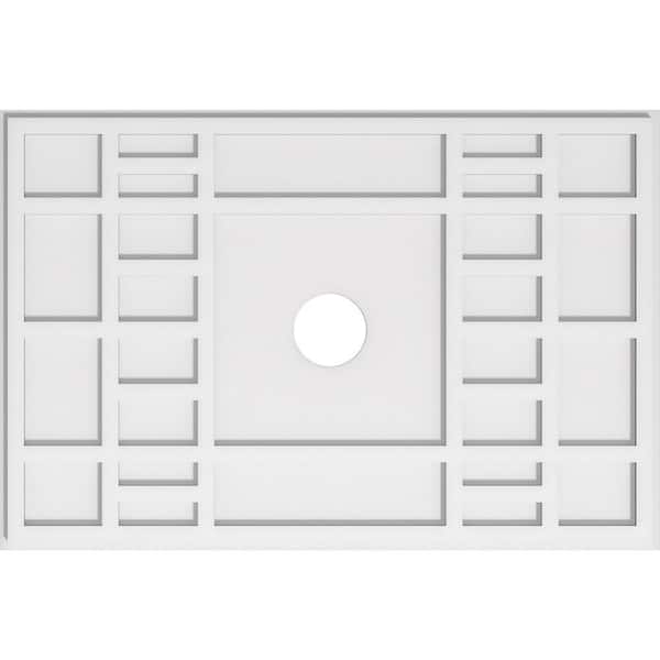 Ekena Millwork 36 in. W x 24 in. H x 4 in. ID x 1 in. P Beaux Architectural Grade PVC Contemporary Ceiling Medallion