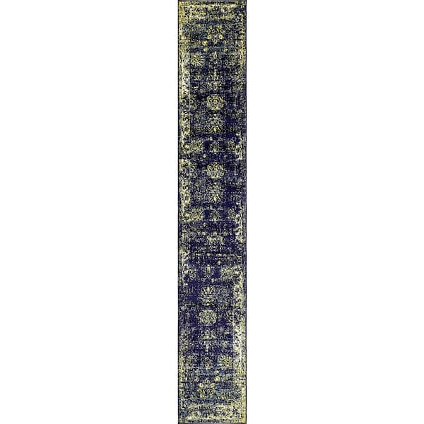 Unique Loom Sofia Casino Navy Blue 2' 0 x 13' 0 Runner Rug
