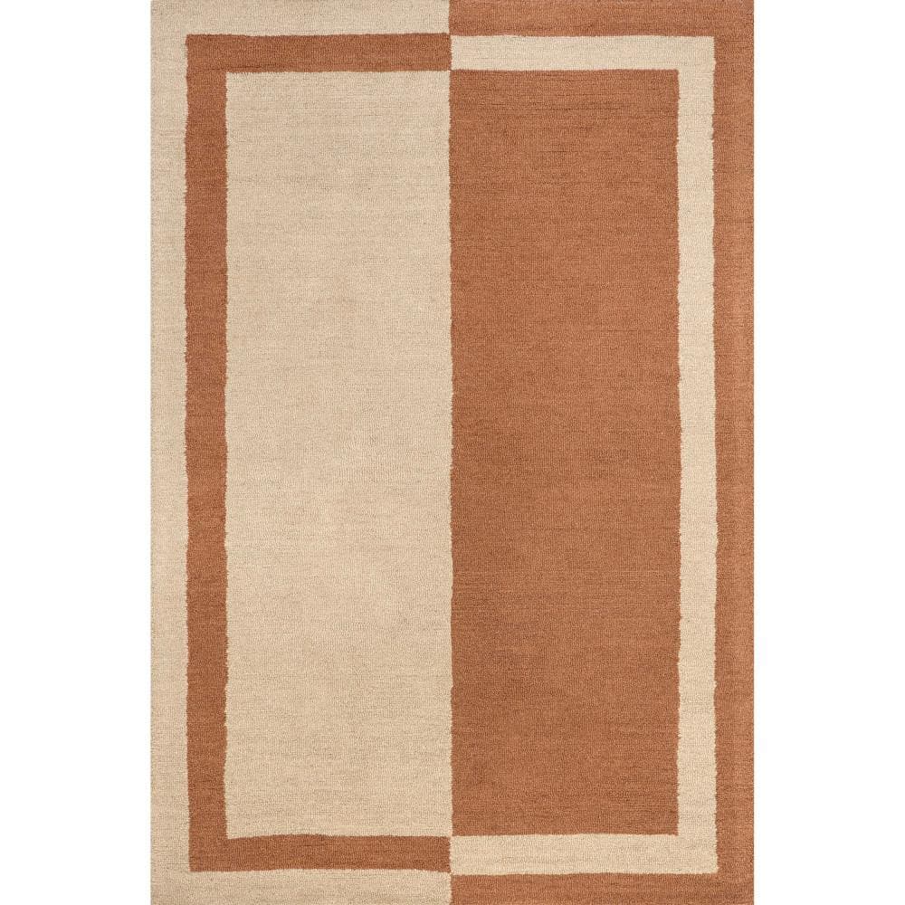Rust and Beige Wool Flat Woven 8' x 10' Area Rug