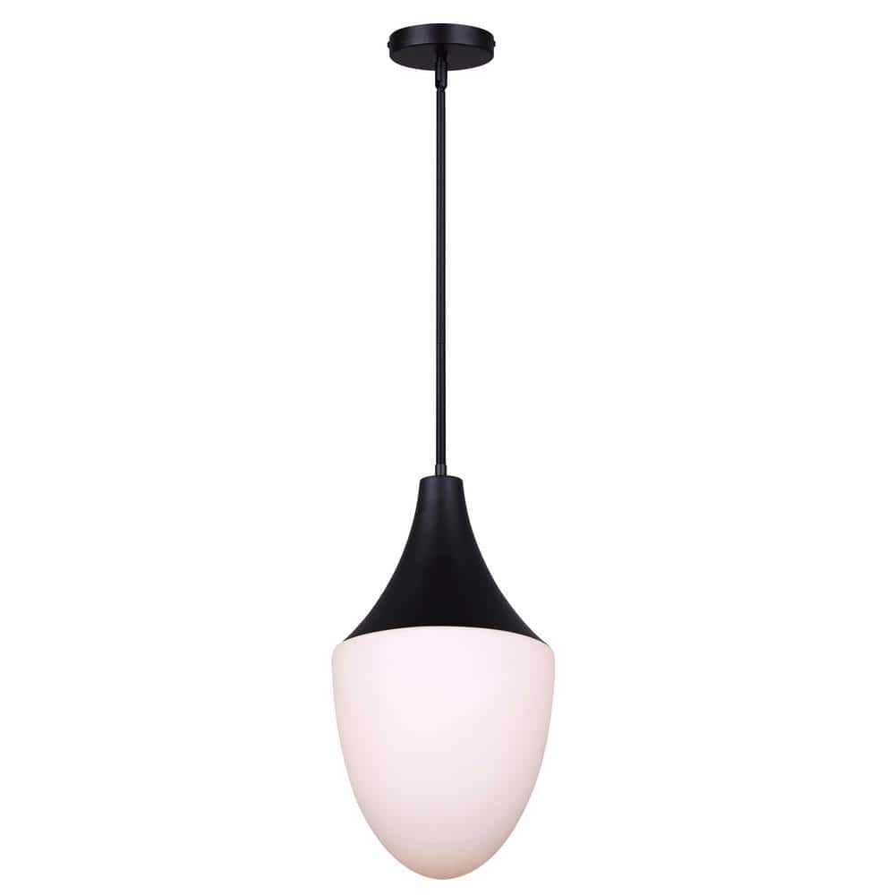 Evlin 60-Watt 1-Light Matte Black Modern Pendant Light with White Glass Shade price history on PriceWatchPro