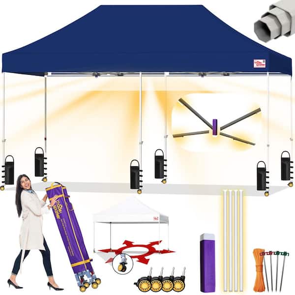Tradesparker Commercial 10 ft. x 20 ft. Navy-Blue Pop-Up Canopy Tent with Roller Bag