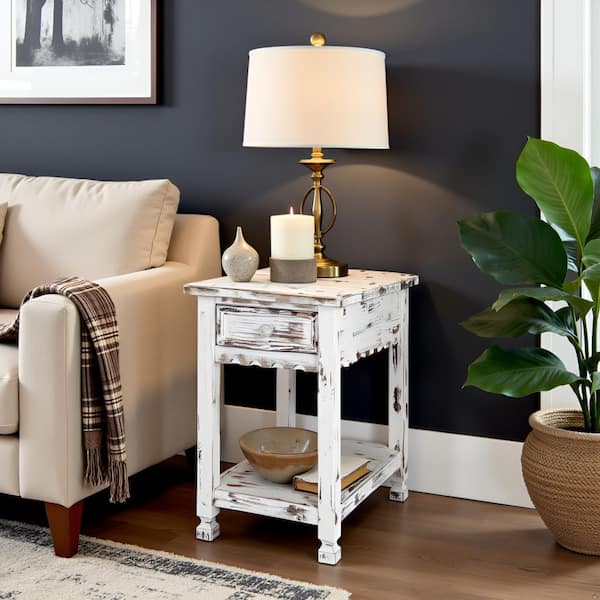 Alaterre Furniture Country Cottage 23 in. W Wood End Table with