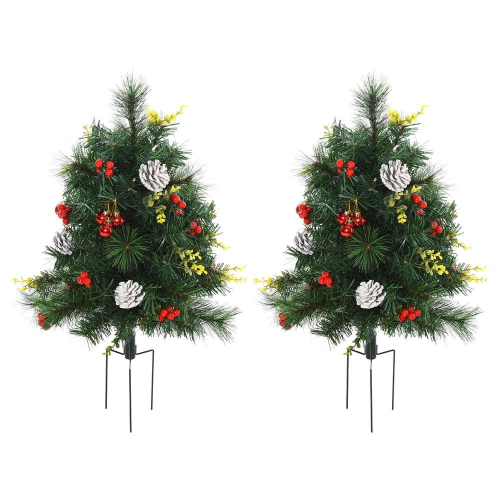 22.5 in. Pre-Lit Artificial Pine Cordless Christmas Tree Garden Statue with
