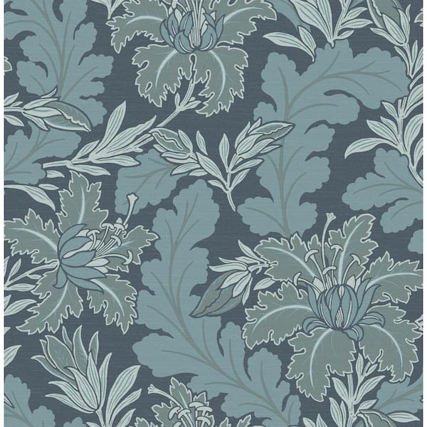 A-Street Prints Butterfield Blue Floral Wallpaper Sample
