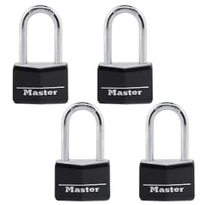 Lock with Key, 1-9/16 in. W, 1-1/2 in. Shackle, Keyed Padlock (4-Pack)