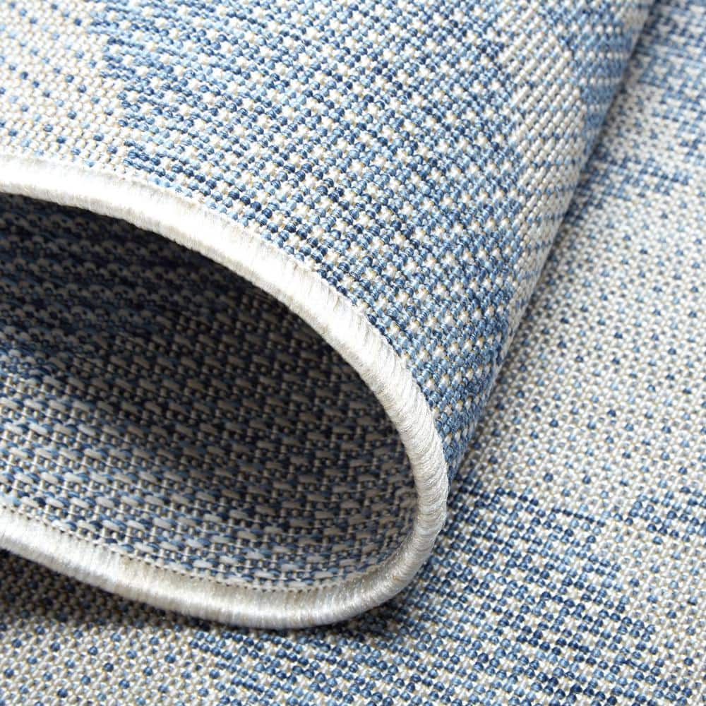 Modern Chic Blue/Grey Geometric Indoor/Outdoor Runner Rug