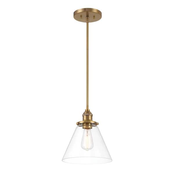 Barwell 60-Watt 1-Light Oxidized Aged Brass Bell Mini-Pendant Light with Clear Glass Shade, No Bulb Included