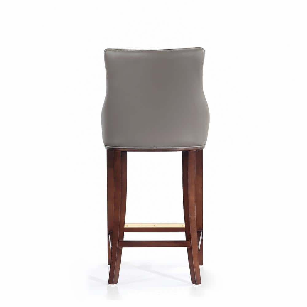 Shubert Dark Taupe Leatherette Upholstered Barstool with Beech Wood Legs