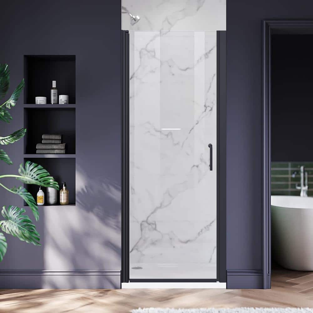 30-31 3/8 in. W x 72 in. H Pivot Semi-Frameless Shower Door in Black Swing Corner Shower Panel with Clear Glass, Handle price history on PriceWatchPro