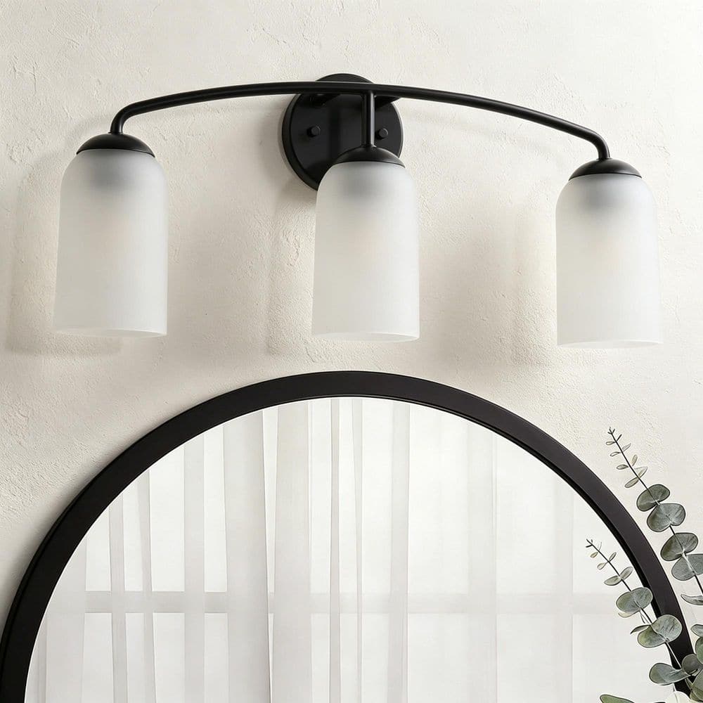 23.2 in. 3-Light Black Modern Minimalist Bathroom Vanity Light with Frosted Cylinder Glass, Powder Room Wall Sconce price history on PriceWatchPro