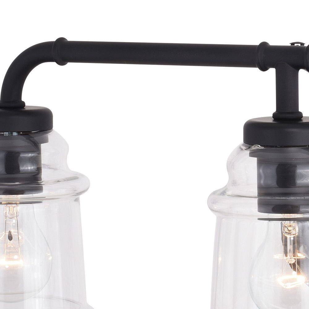 Matte Black Jelly Jar 3-Light Vanity Fixture