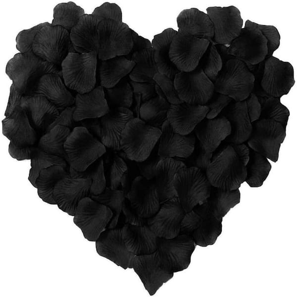 Afoxsos 0.7 in. H 1000 Black Artificial Silk Rose Petals for Wedding Party Decoration