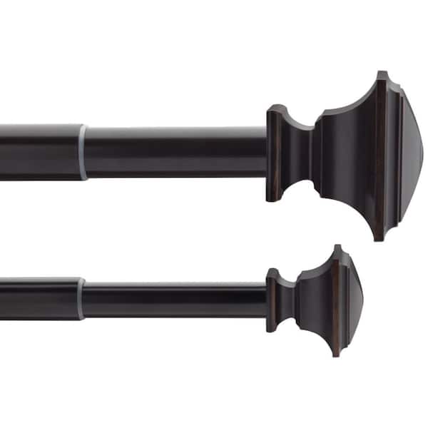 Double Curtain Rod Kit, Brown Curtain Rods Home Depot