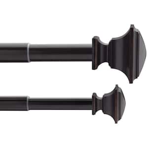 36 in. - 72 in. Telescoping 3/4 in. and 1 in. Double Curtain Rod Kit in Oil Rubbed Bronze with Flat Square Finials