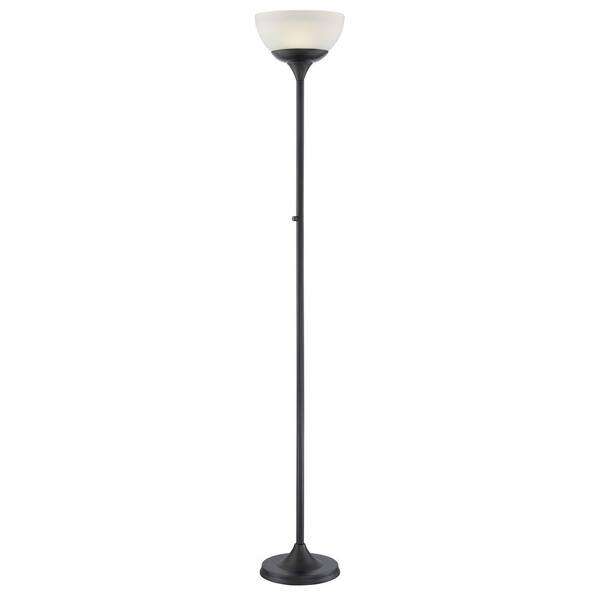 Filament Design 70 in. Black LED Torchiere with Frosted Glass Shade