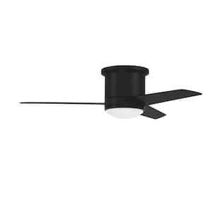 Cole II 44 in. Hugger Indoor/Outdoor Flat Black Ceiling Fan with Integrated LED Light and Remote/Wall Control Included