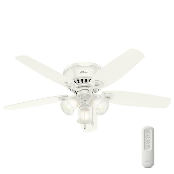 Hunter Builder Low Profile 52 in. Indoor Snow White Ceiling Fan With LED Light Kit and Remote