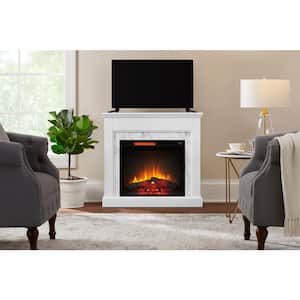 Northglenn 36 in. Freestanding Faux Marble Surround Electric Fireplace in White Oak