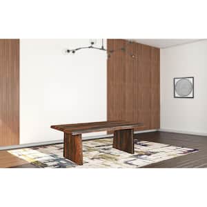 Dark Brown Solid Wood 86 in. D.ouble Pedestal Dining Table Seats 8