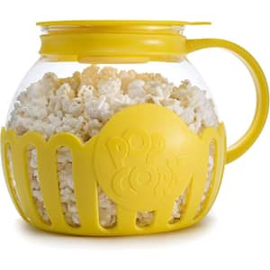 Medium 3 qt. Yellow Glass Stovetop Popcorn Popper with Temperature Safe Glass