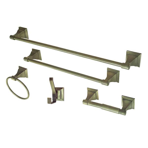 Monarch 5-Piece Bath Hardware Set in Antique Brass