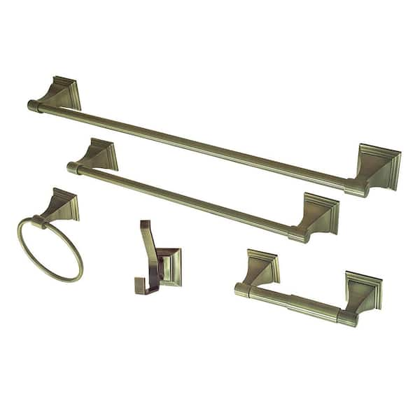 Kingston Brass Monarch 5-Piece Bath Hardware Set in Antique Brass