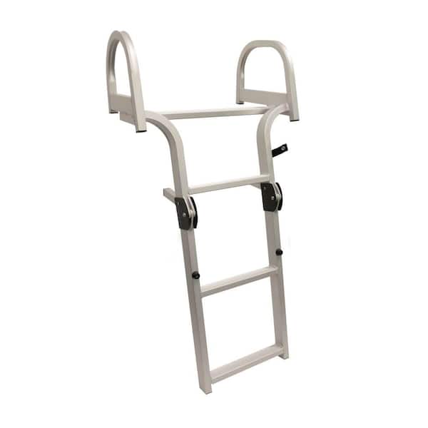 Wide Entry Deluxe Aluminum Folding Dock and Pontoon Ladder-3-Step