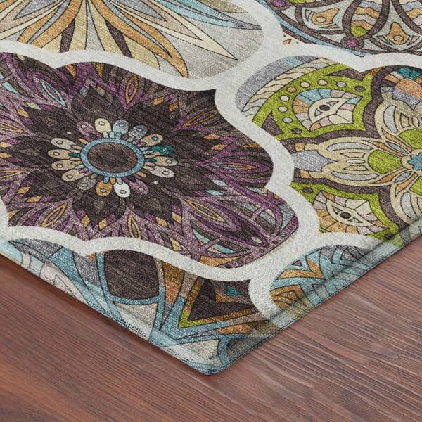 Mayfield Premium Machine Washable Abstract AMF2257 Beige 9 ft. x 12 ft. Area Rug
